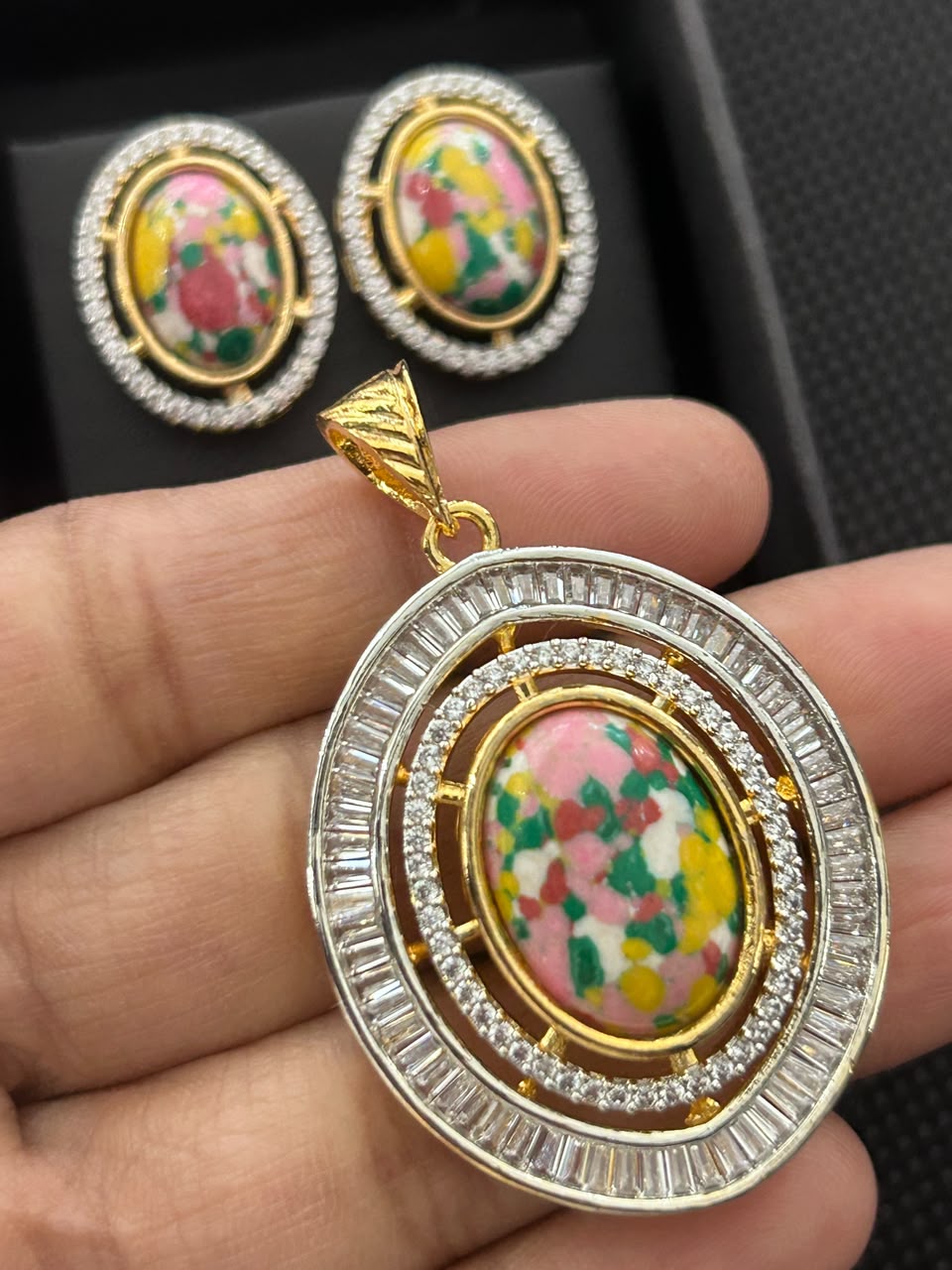 Aarvika Opal Royale Pendant & Earrings Set