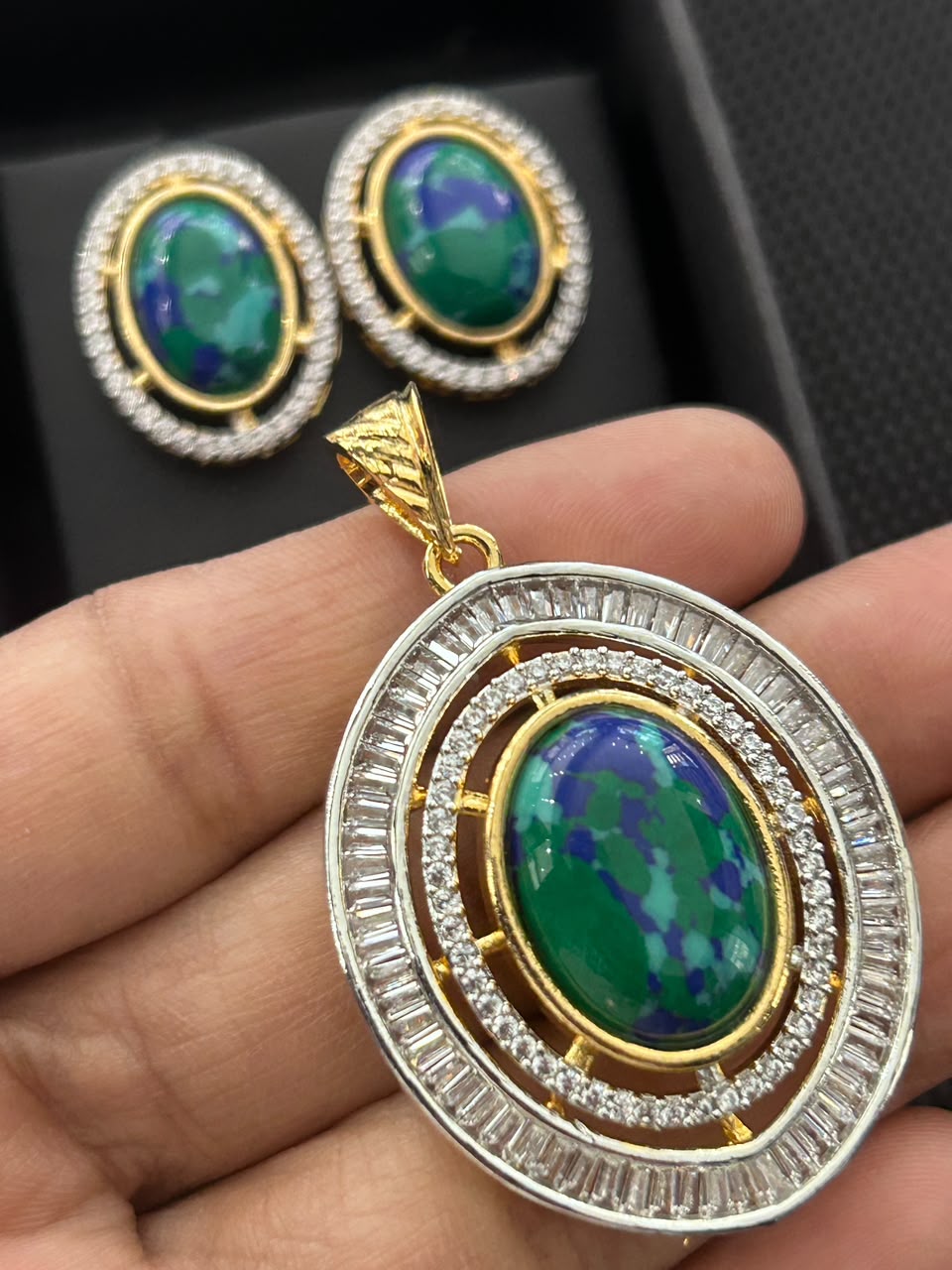 Aarvika Opal Royale Pendant & Earrings Set