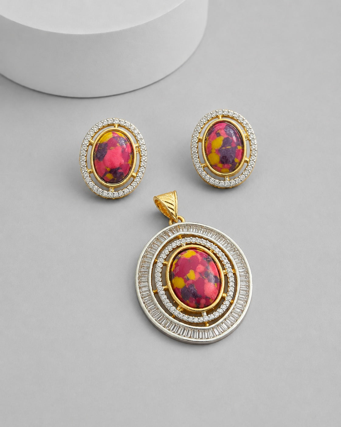 Aarvika Opal Royale Pendant & Earrings Set