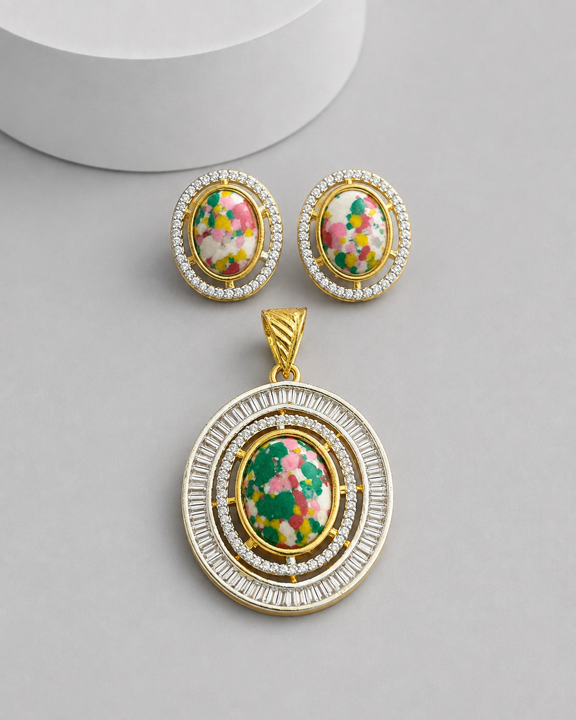 Aarvika Opal Royale Pendant & Earrings Set