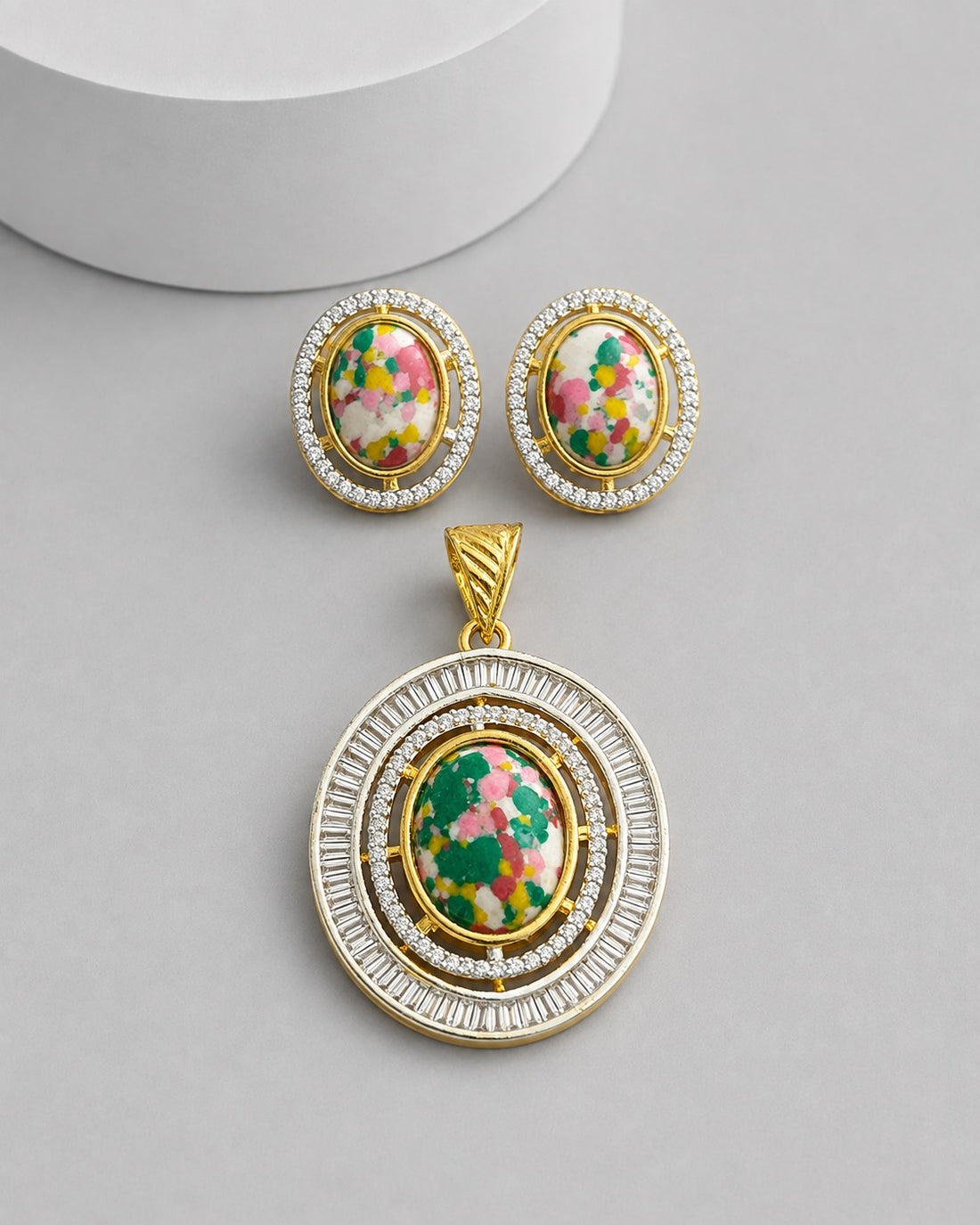 Aarvika Opal Royale Pendant & Earrings Set