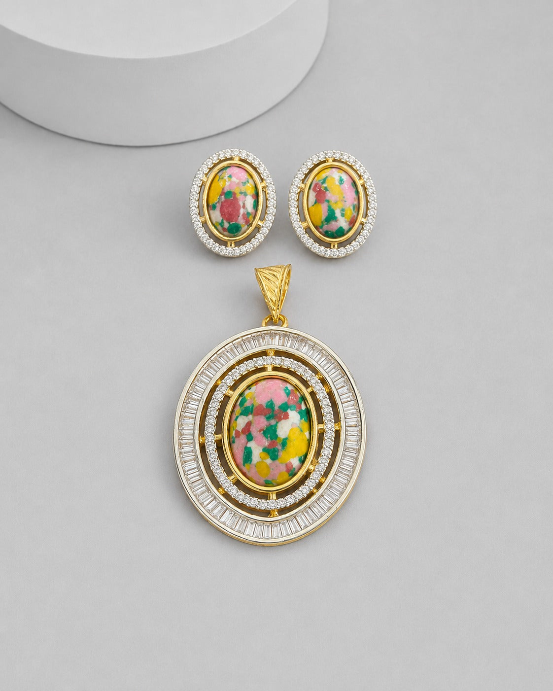 Aarvika Opal Royale Pendant & Earrings Set