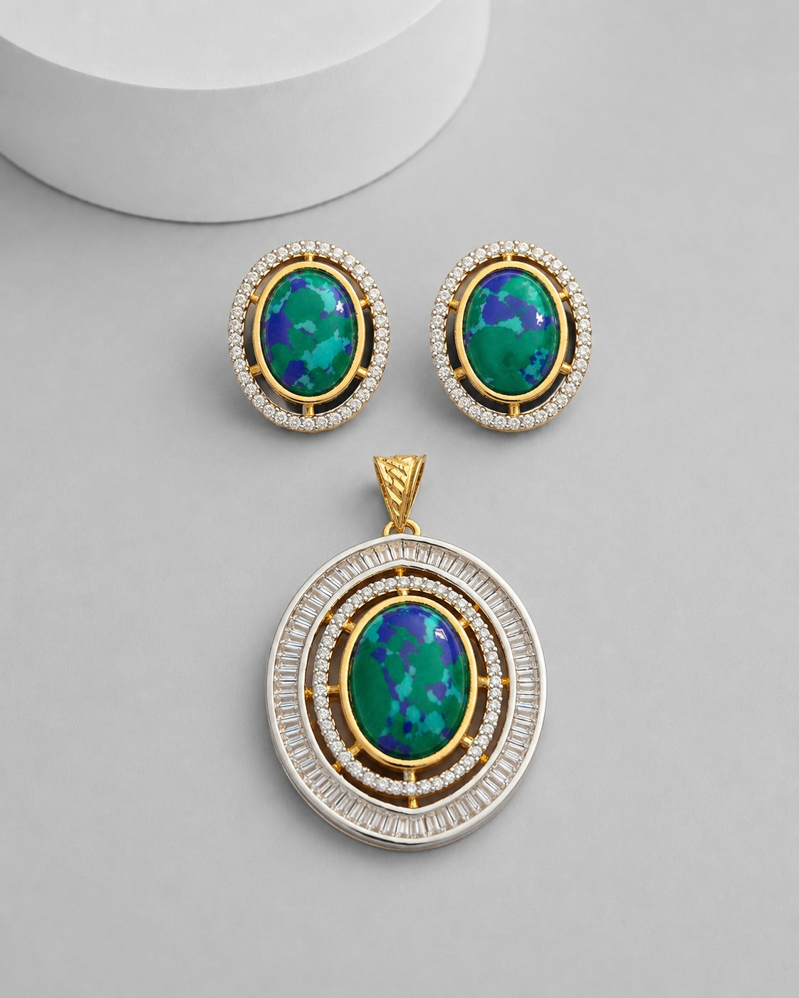 Aarvika Opal Royale Pendant & Earrings Set