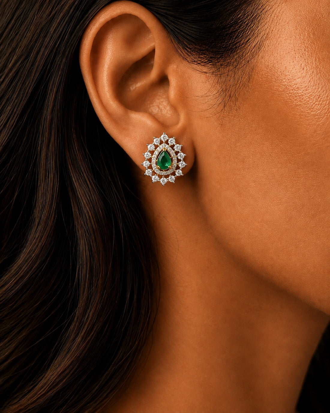 Aurelia Teardrop Diamond-Look Stud Earrings – 3 Colors