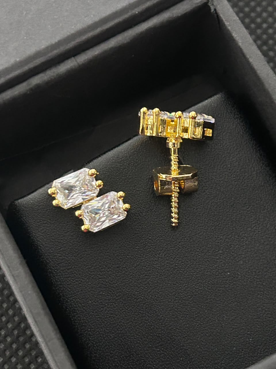 Aarohi Luxe CZ Double-Bar Screw Back Earrings