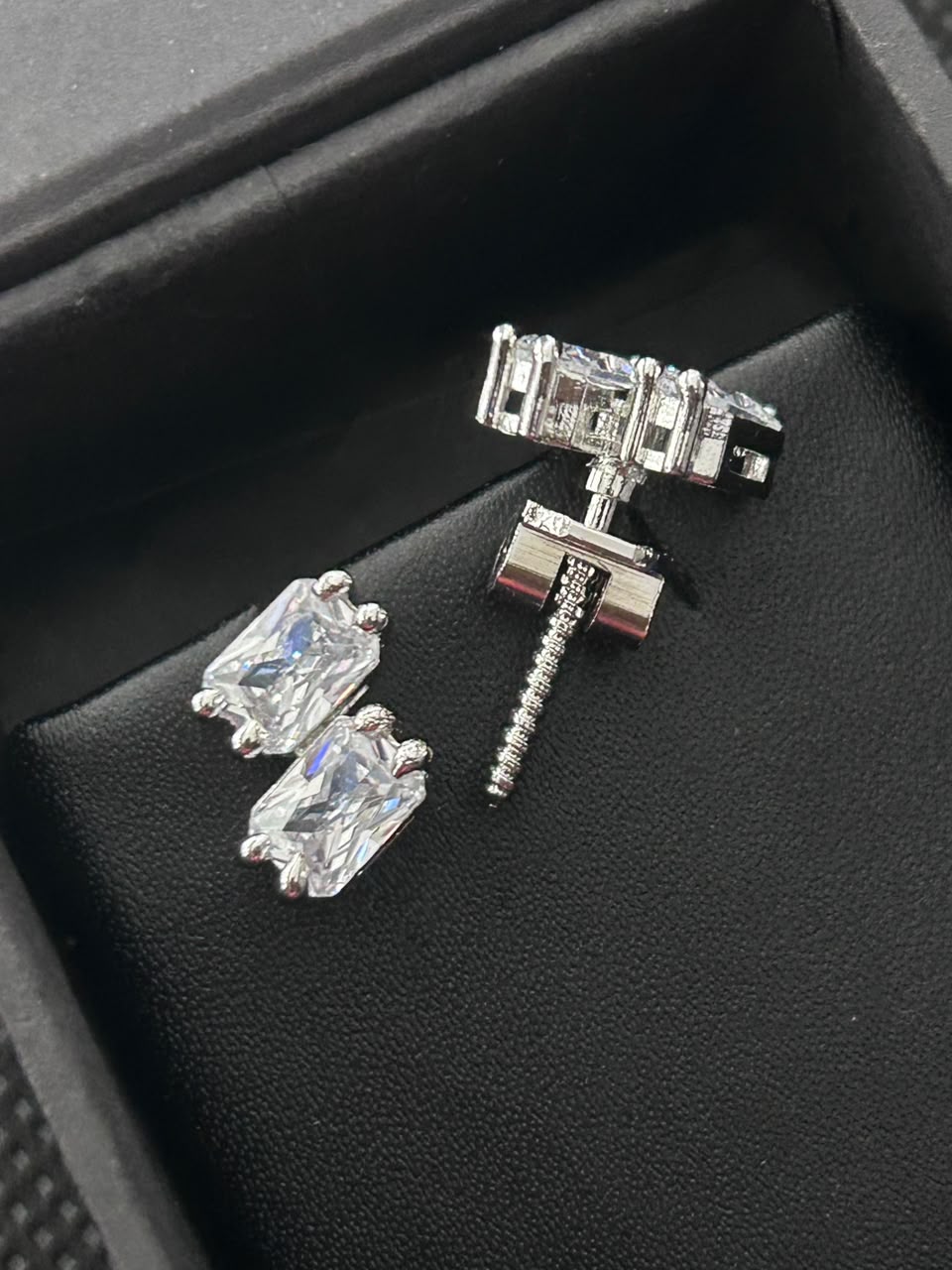 Aarohi Luxe CZ Double-Bar Screw Back Earrings