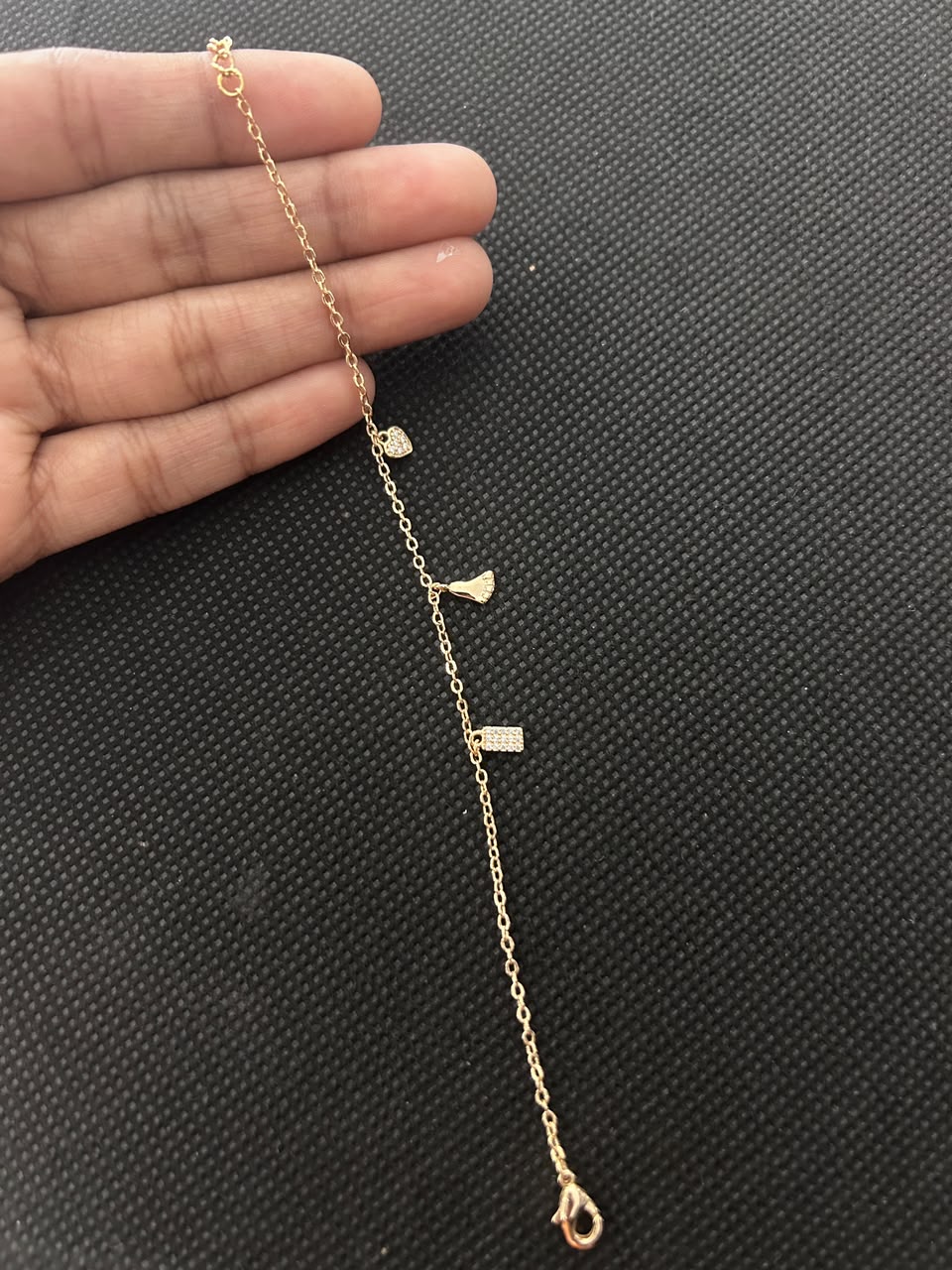 Elvaya Gold-Tone Minimal Charm Chain Bracelet