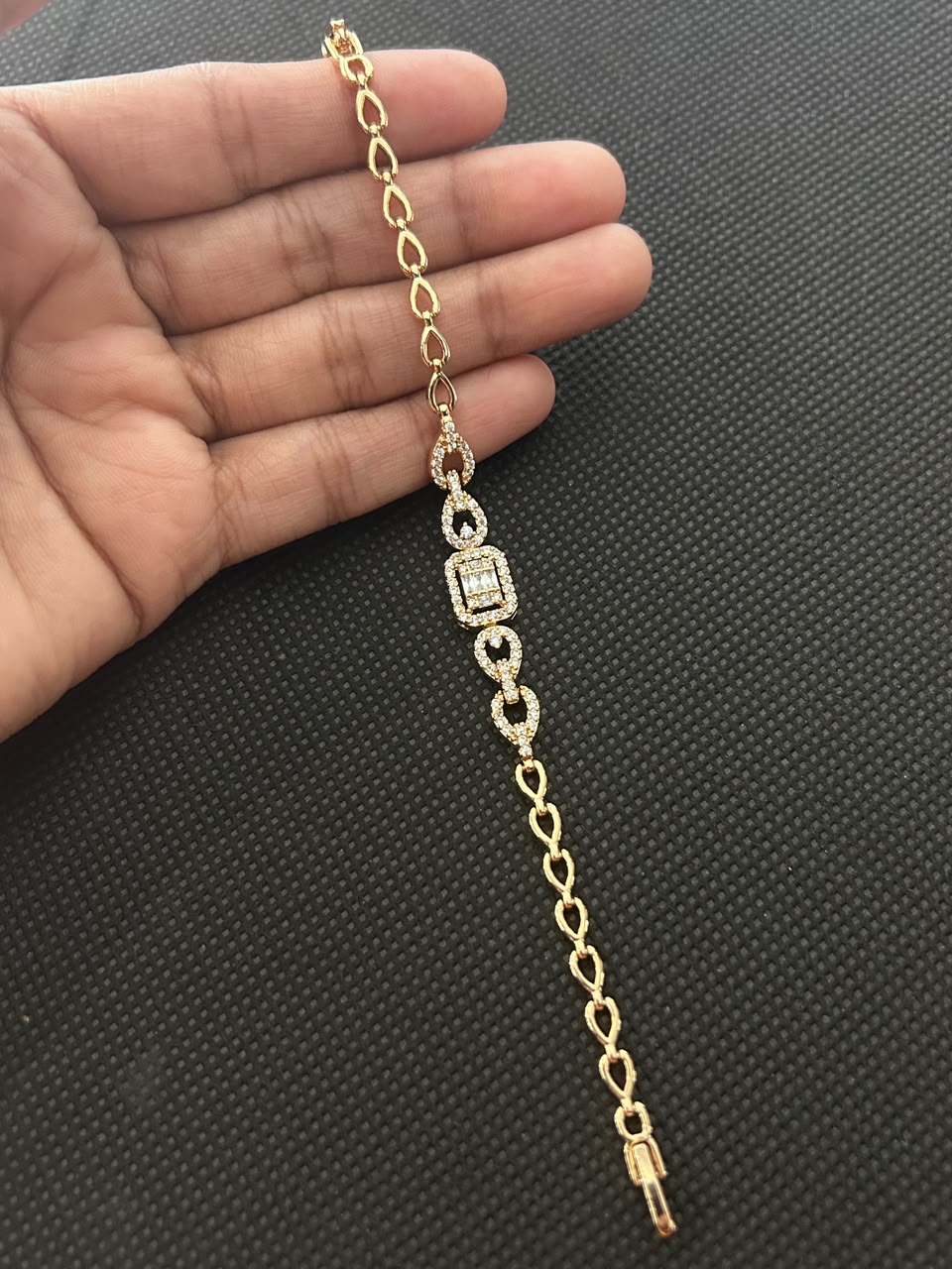 Virelle Gold-Tone Teardrop Diamond-Look Baguette Bracelet