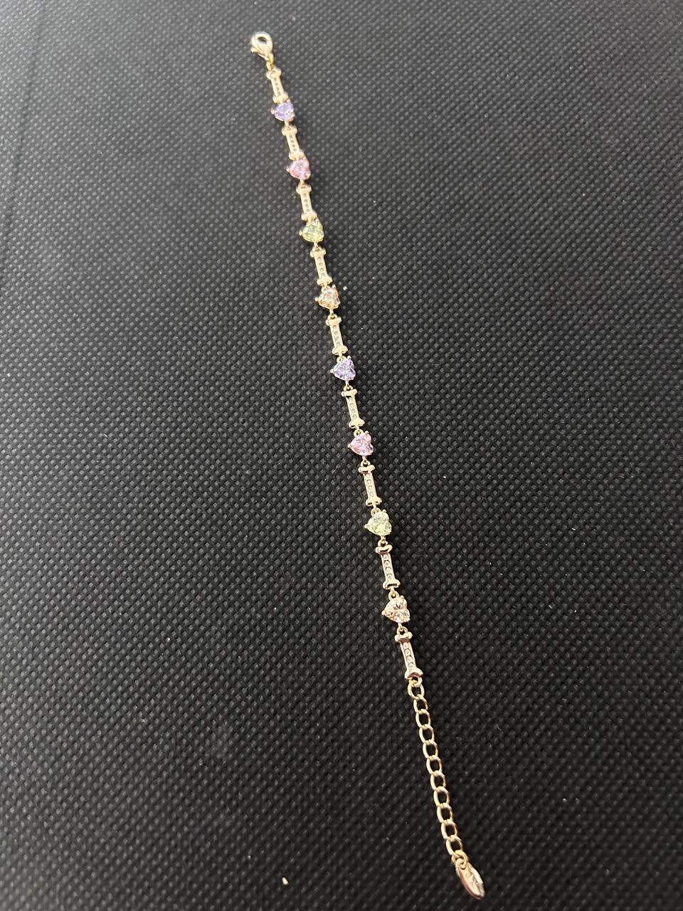 Elina Gold-Tone Multicolour Heart Stone Adjustable Bracelet