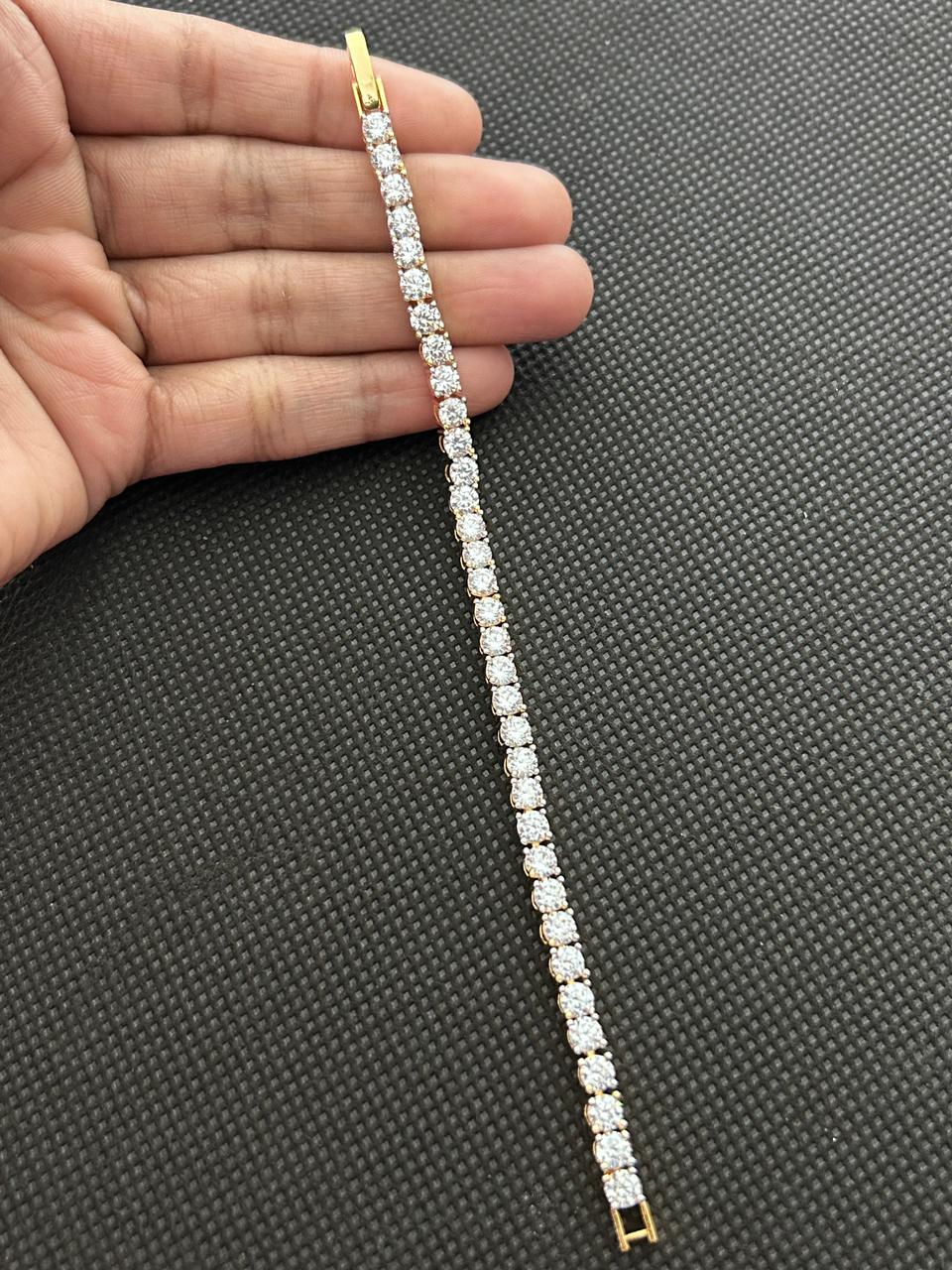 Vyanika Radiance Tennis Bracelet – Gold & Silver Crystal Bracelet