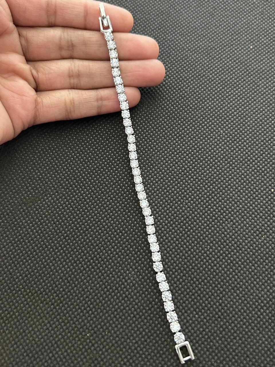 Vyanika Radiance Tennis Bracelet – Gold & Silver Crystal Bracelet