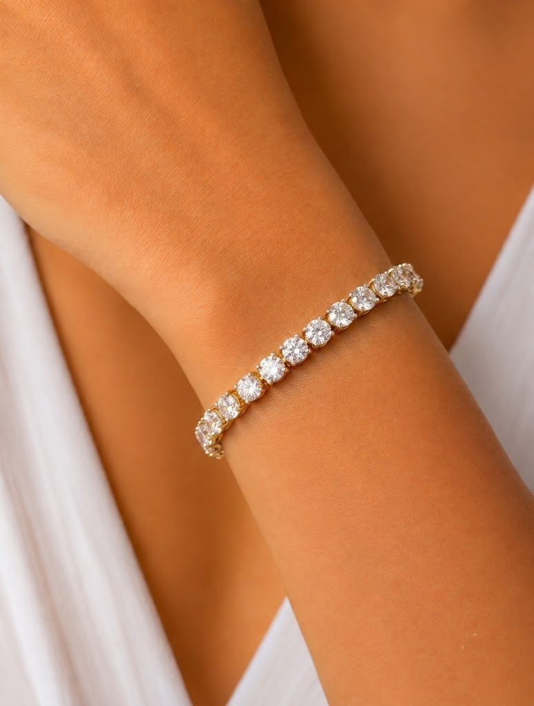 Vyanika Radiance Tennis Bracelet – Gold & Silver Crystal Bracelet