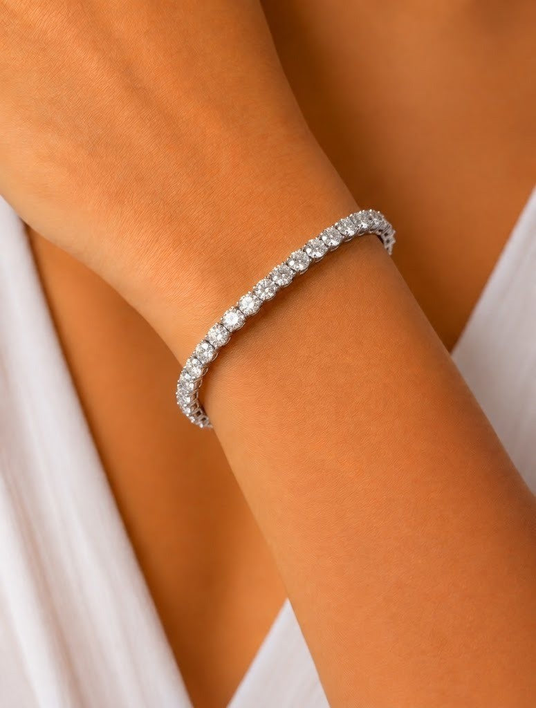 Vyanika Radiance Tennis Bracelet – Gold & Silver Crystal Bracelet