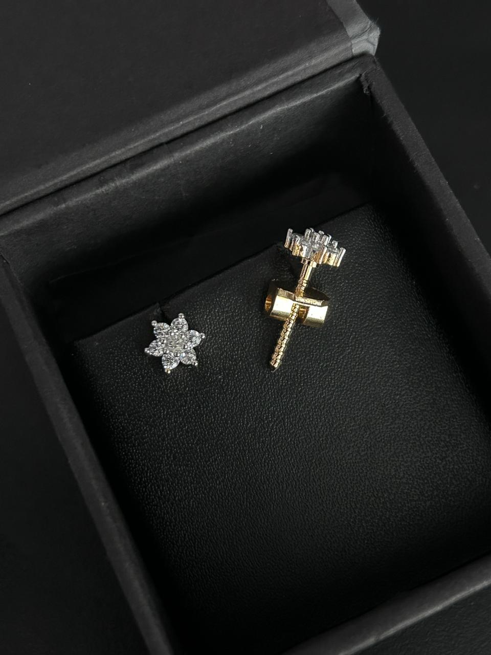Aarika Floral -Solitaire Stud Earrings – Screw Back