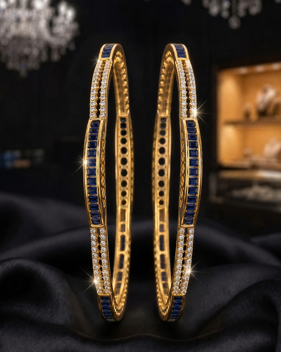 Averina Baguette Wave Bangle Set