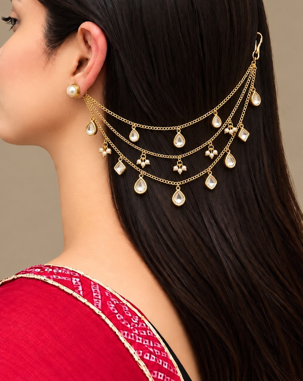 Meherza Kundan Charm Kaan Chain