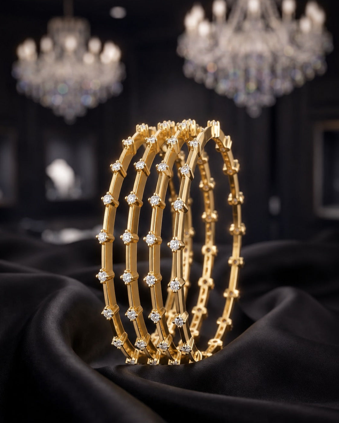 Saanvi Solitaire Line Bangle Set Pack Of 4