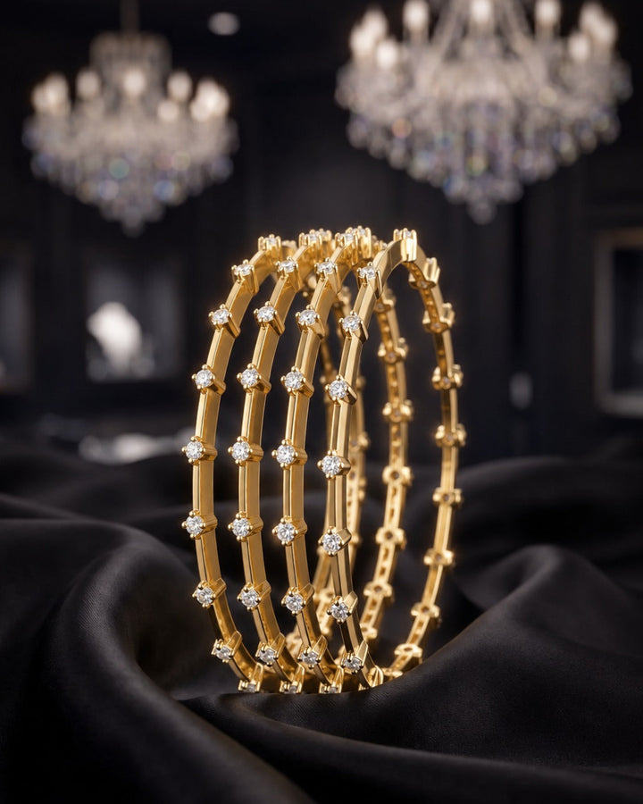 Saanvi Solitaire Line Bangle Set Pack Of 4