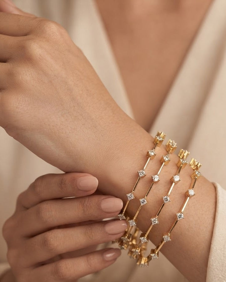 Saanvi Solitaire Line Bangle Set Pack Of 4