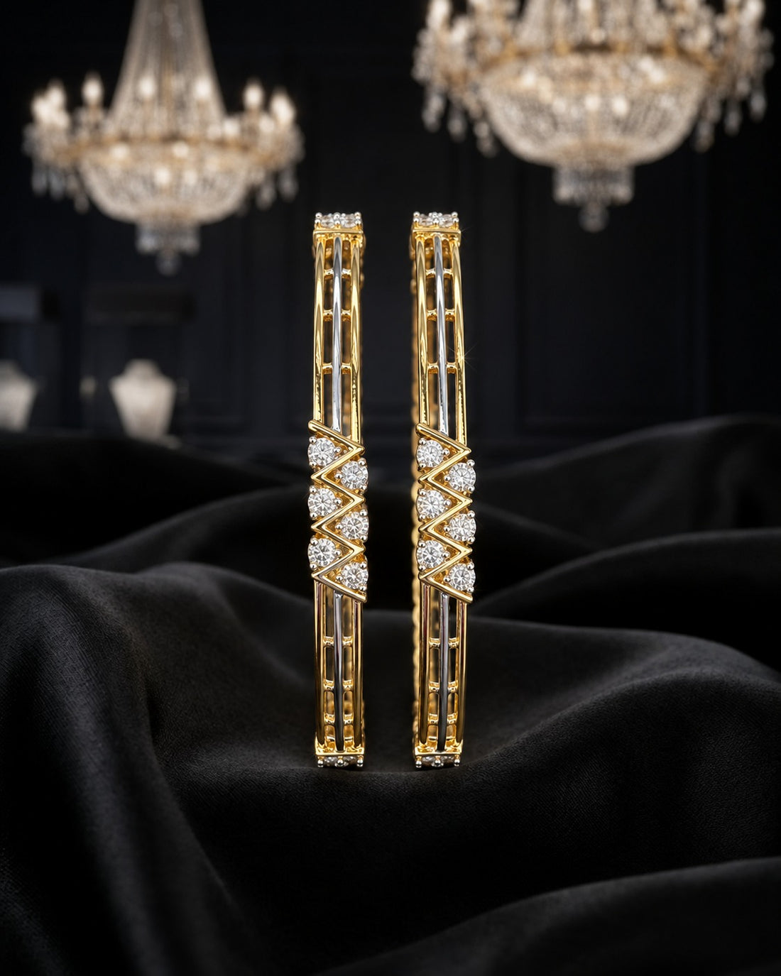 Avira Chevron Sparkle Bangle Set