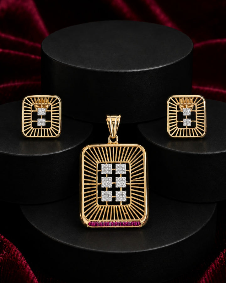 Reyanka Ruby Grid Pendant Set