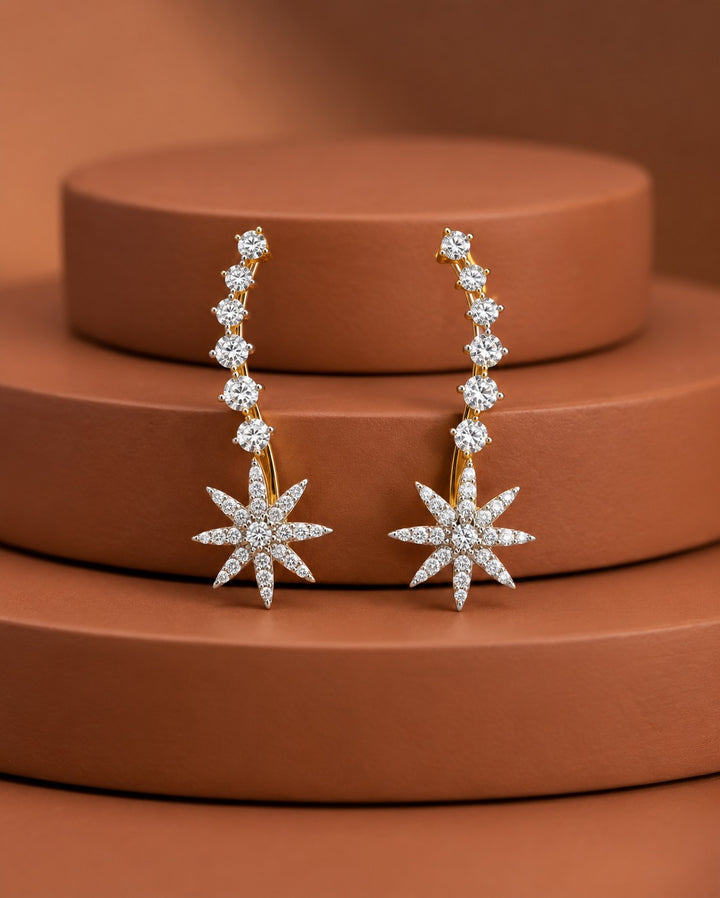 Aarika Starburst Diamond Ear Climber Earrings