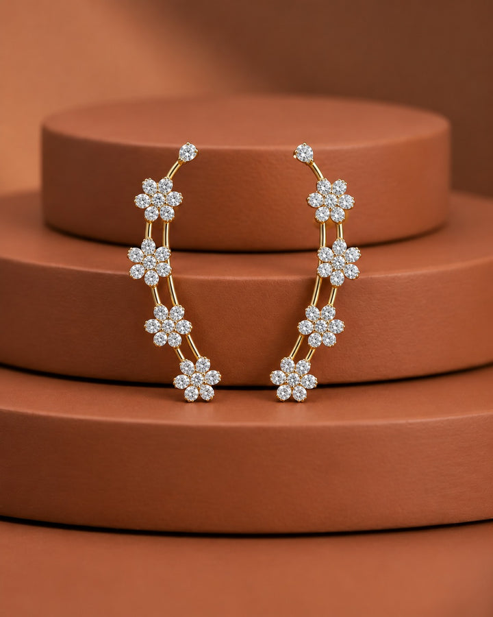 Eshvika Floral Cascade Ear Climber Earrings