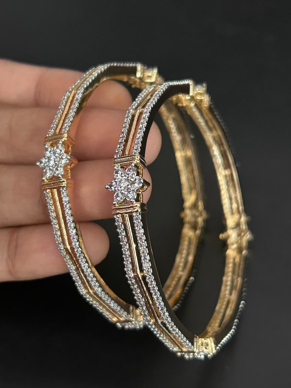 Elara Celestine Two-Tone Stone Bangle