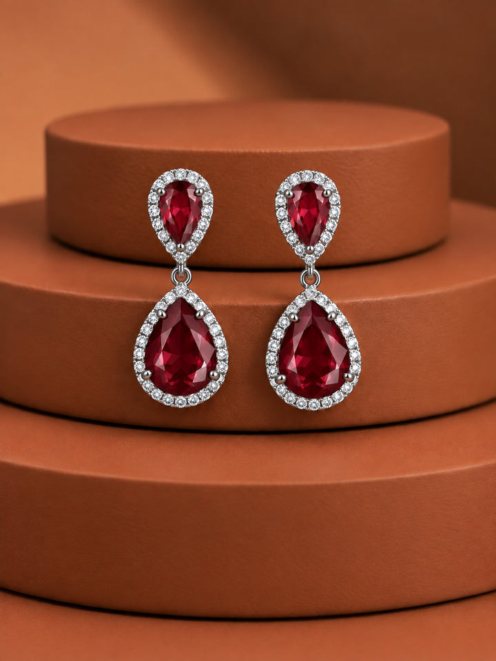 Aaradhya Ruby AD Teardrop Earrings