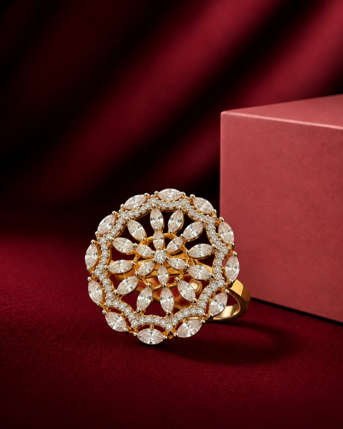 Aaradhya Floral Adjustable Diamond Ring