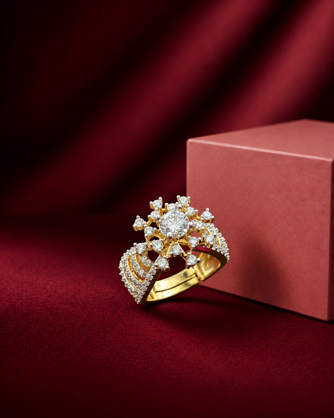 Vyanika Celeste Adjustable Floral Statement Ring
