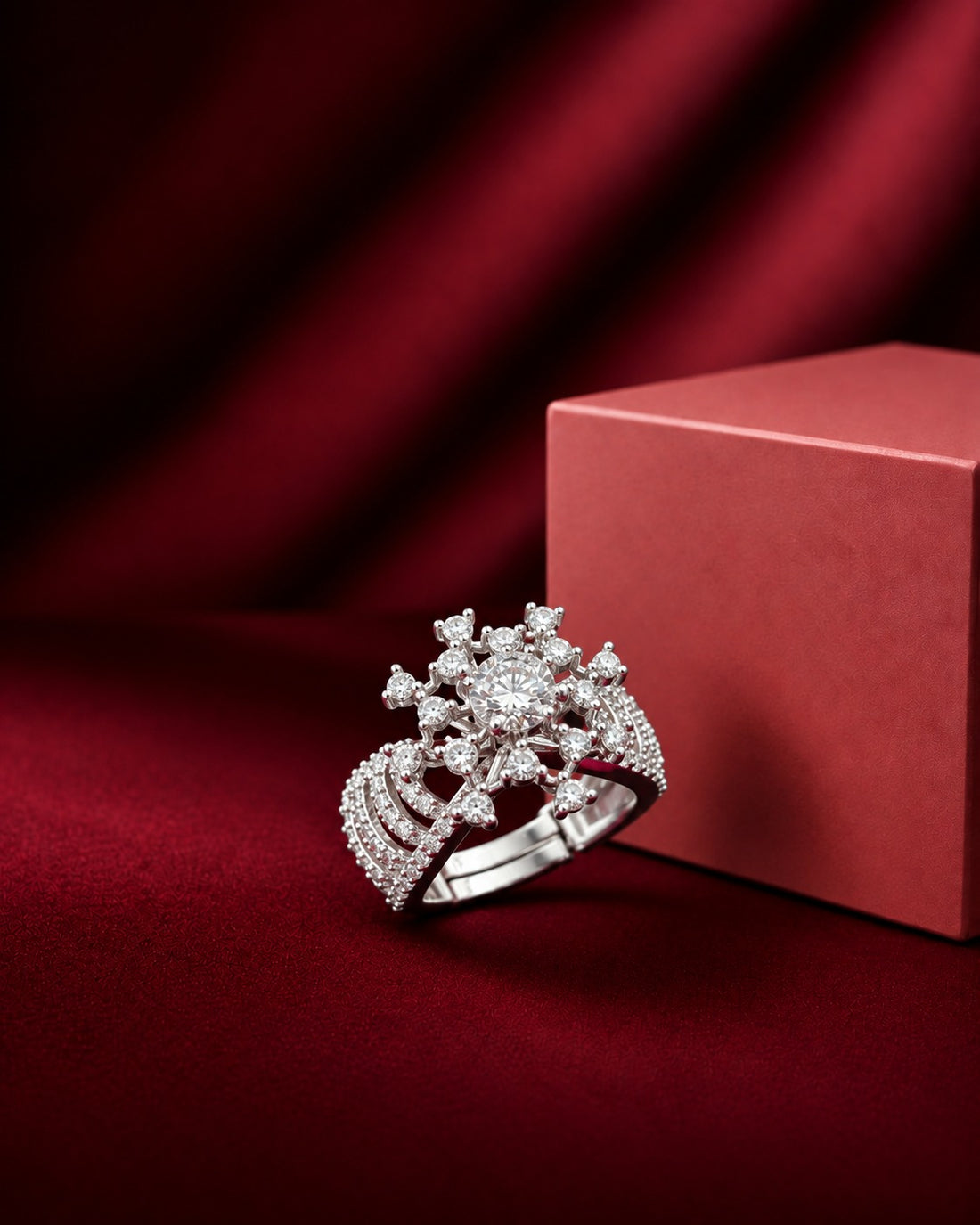 Vyanika Celeste Adjustable Floral Statement Ring