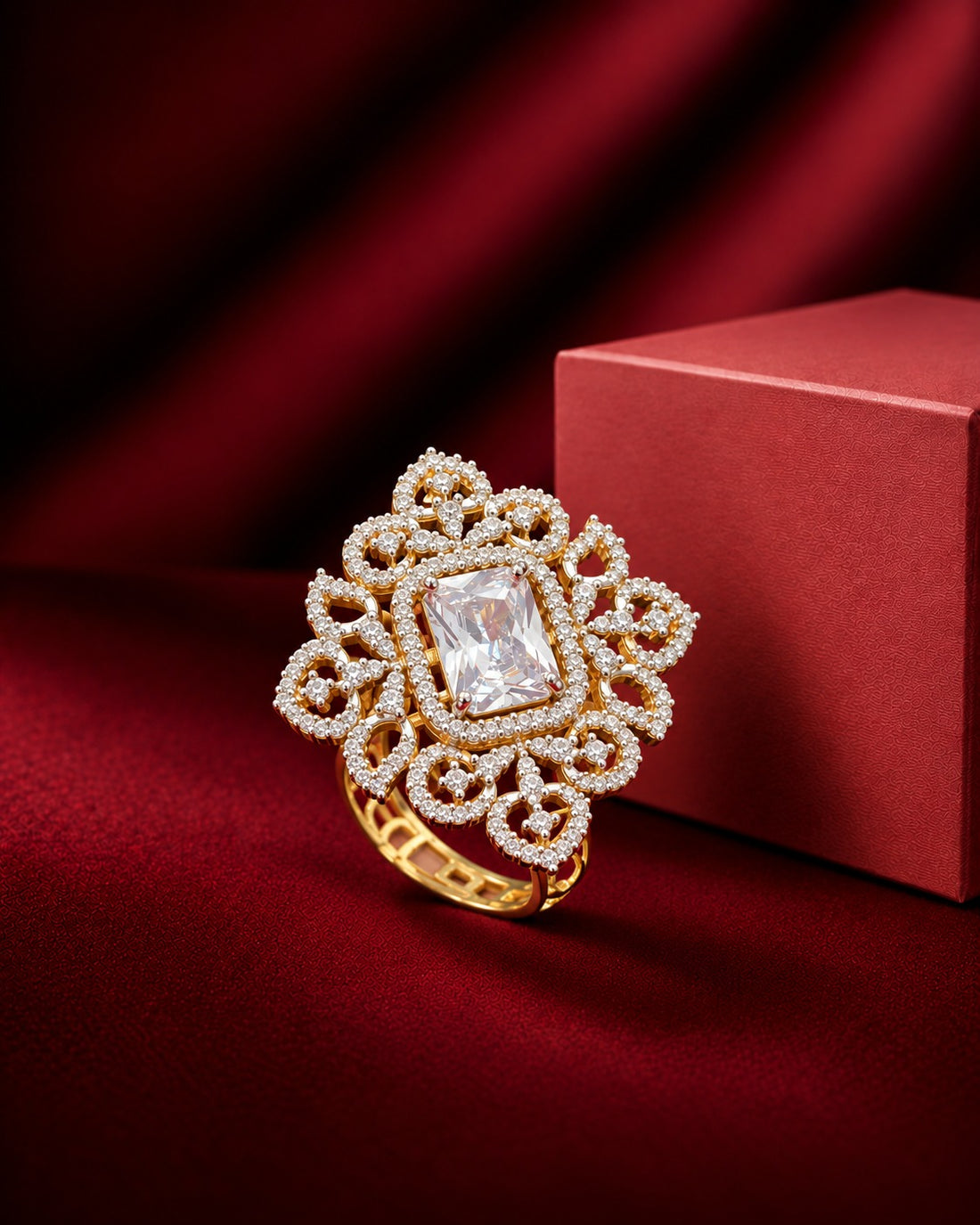 Zivara Regal Emerald-Cut Adjustable Ring