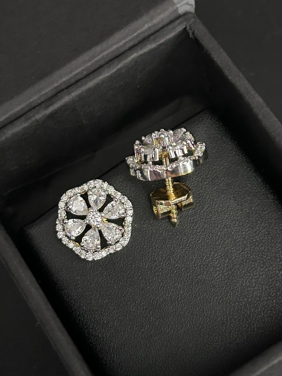 Nivara Screw Stud Bloom Halo Earrings
