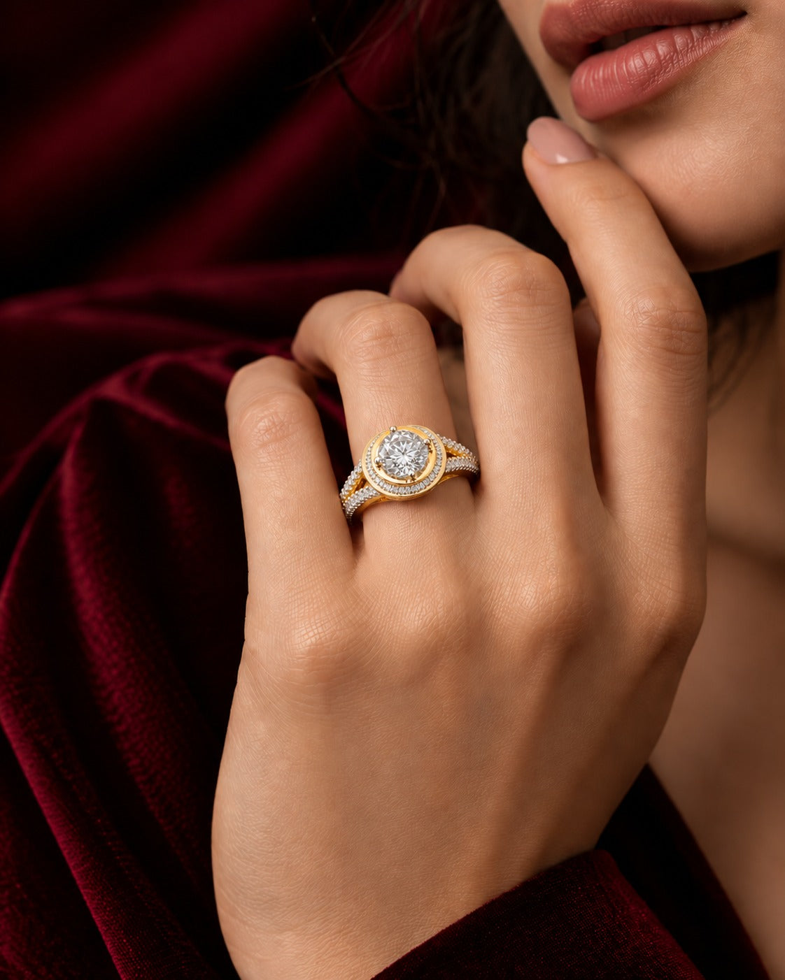 Aarisha Radiant Solitaire Halo Ring