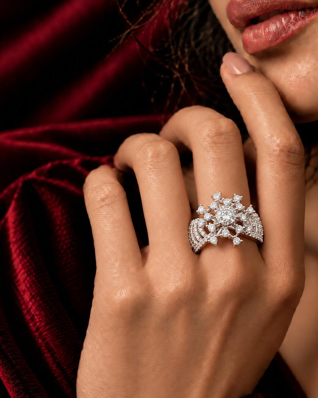 Vyanika Celeste Adjustable Floral Statement Ring