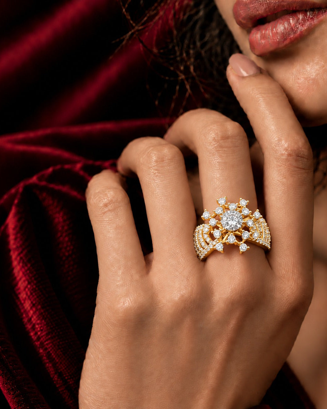 Vyanika Celeste Adjustable Floral Statement Ring