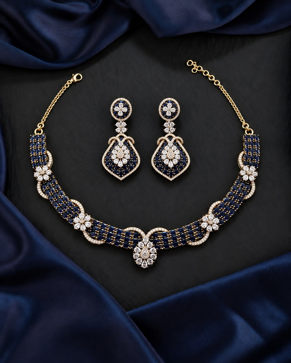 Aarvika Floral Luxe Diamond-Look Necklace Set