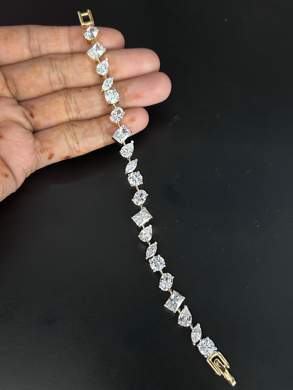 Gold Plated Oval CZ Tennis Bracelet
