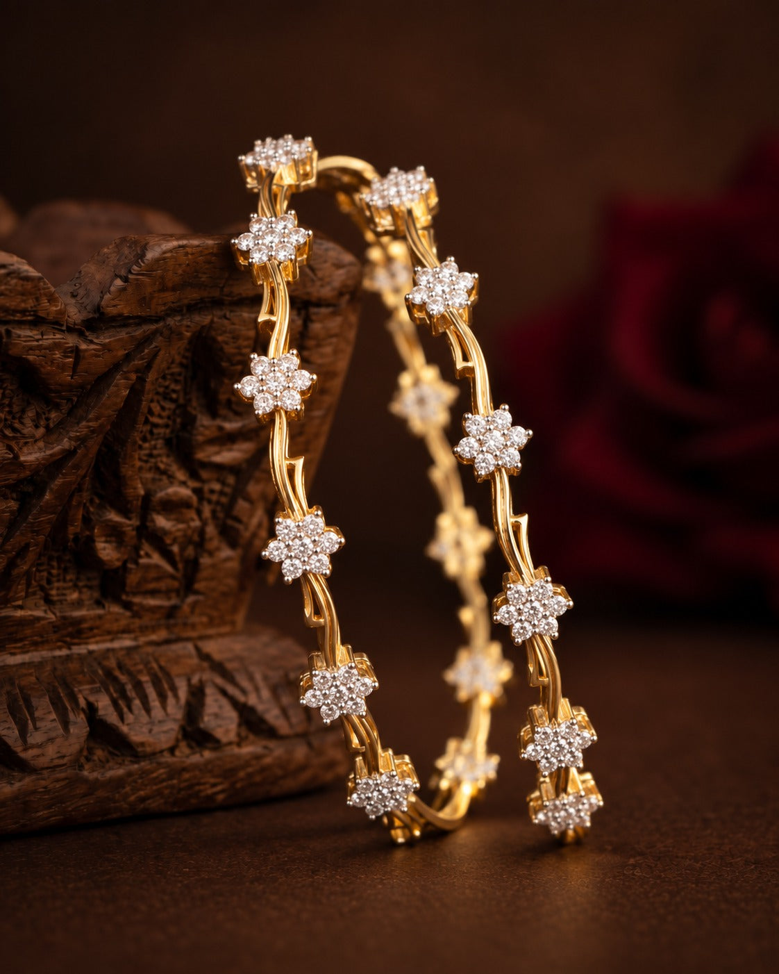 Aarohi Floral Diamond-Look Bangles
