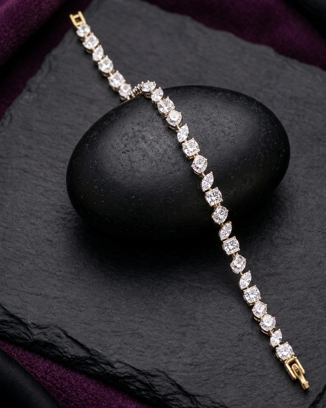 Gold Plated Oval CZ Tennis Bracelet