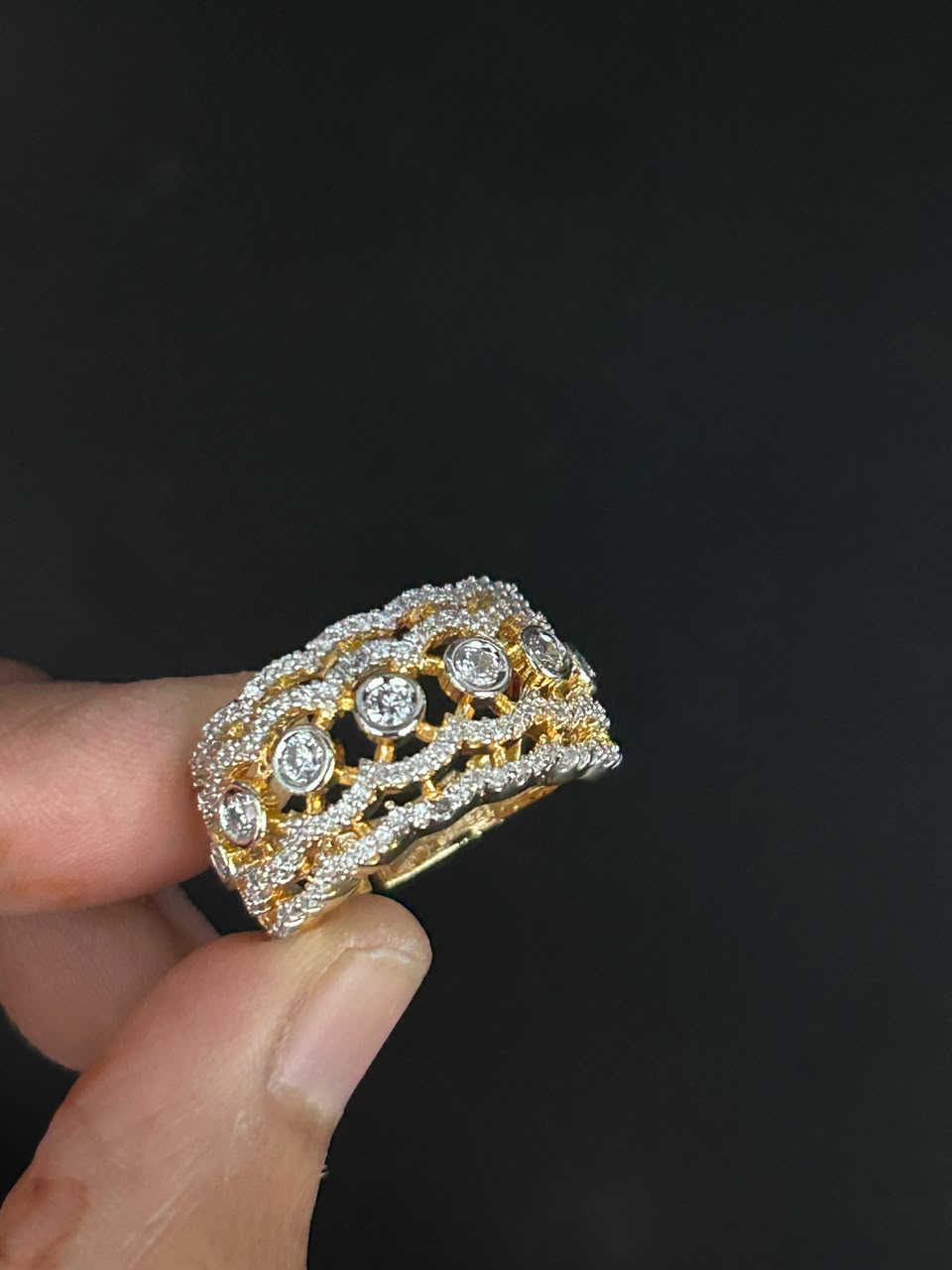 Seraphina Multi-Row Diamond-Look Adjustable Statement Ring