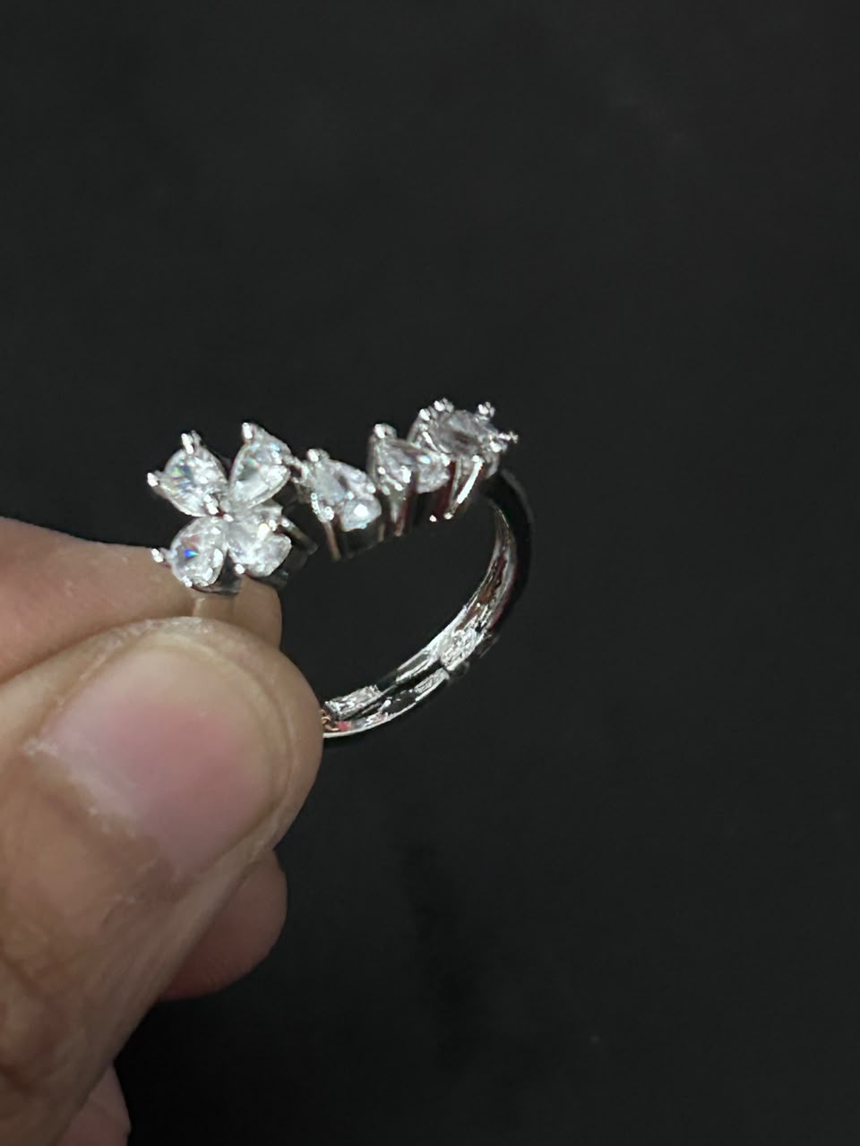 Aveline Floral Pear-Cut Adjustable Ring