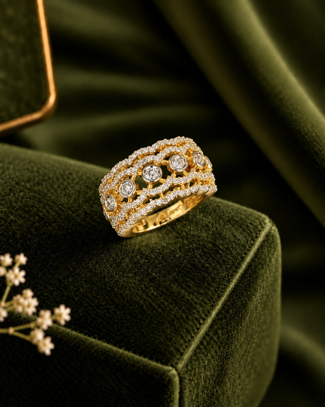 Seraphina Multi-Row Diamond-Look Adjustable Statement Ring