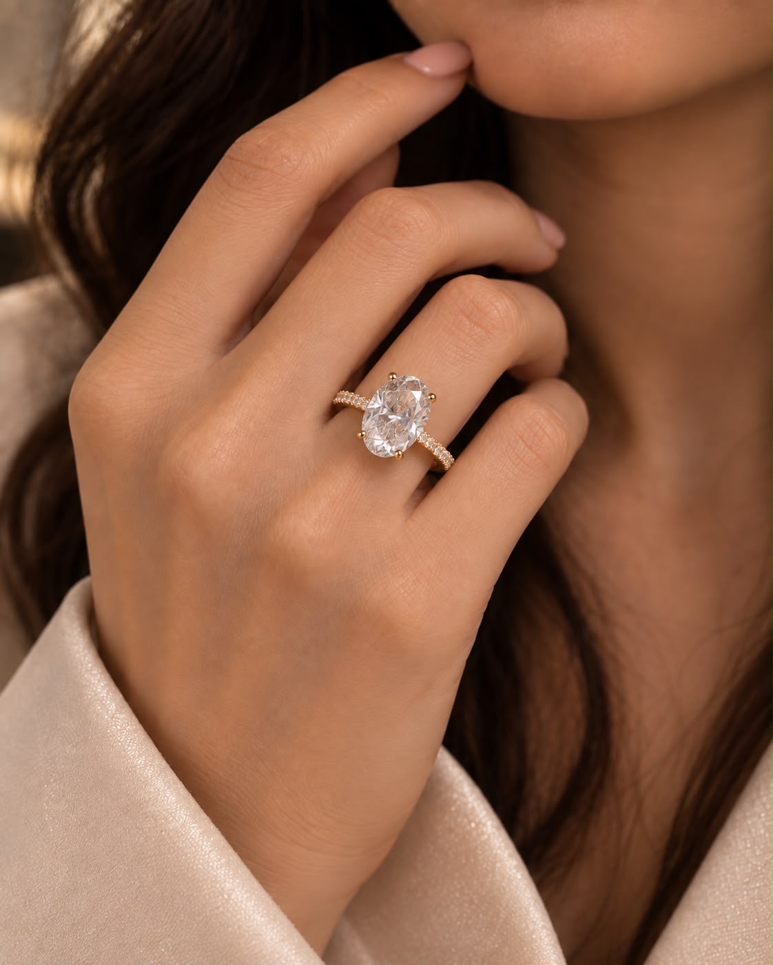 Alessia Oval Solitaire Adjustable Ring