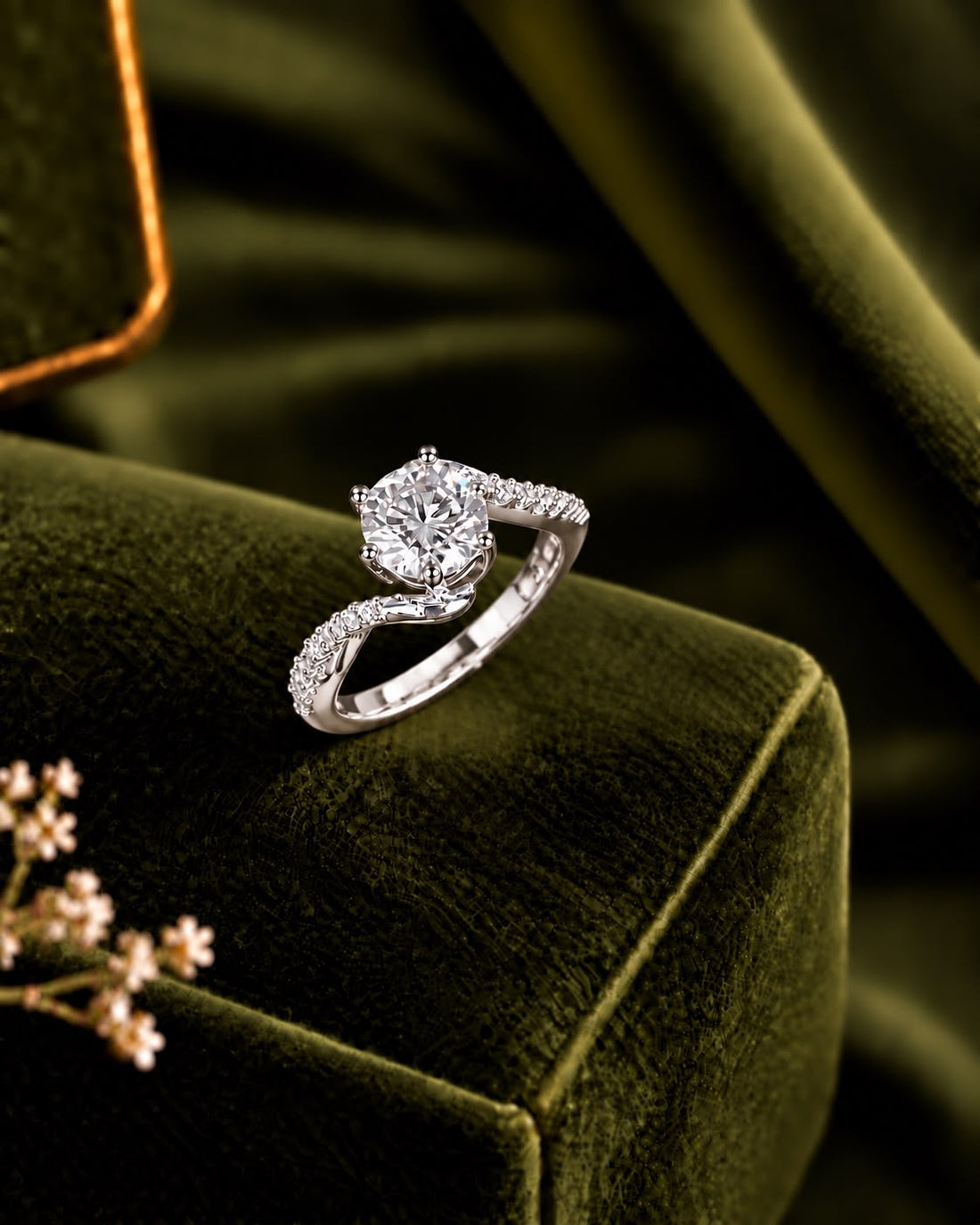 Evelyn Twist Solitaire Adjustable Ring