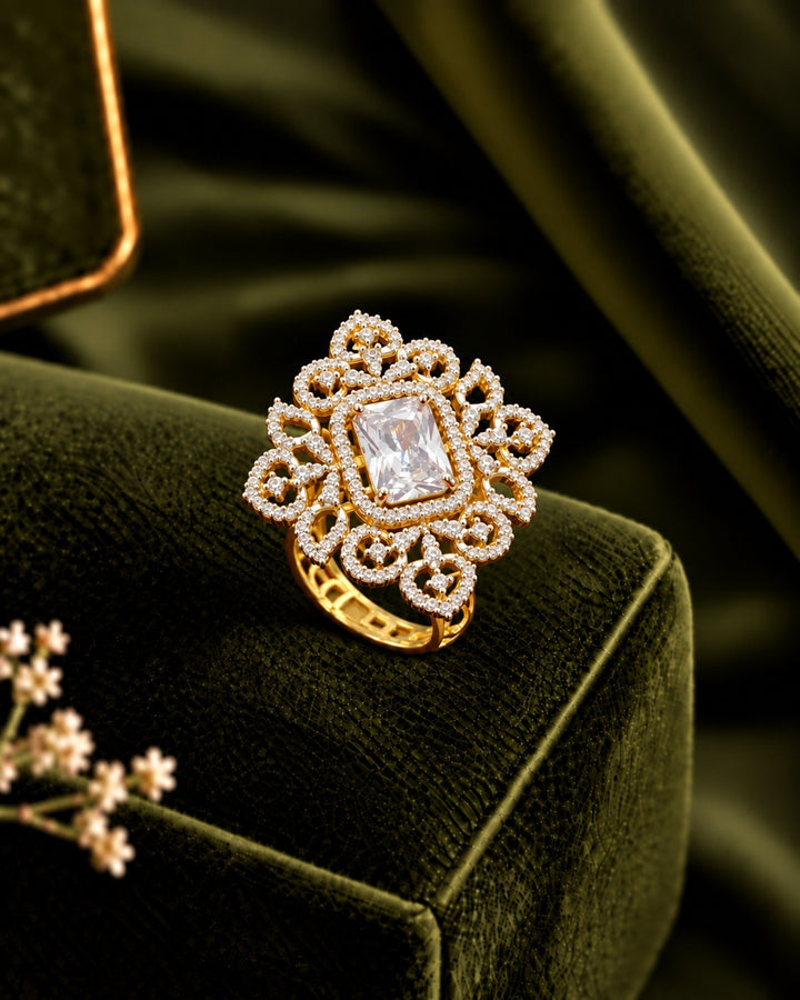 Zivara Regal Emerald-Cut Adjustable Ring