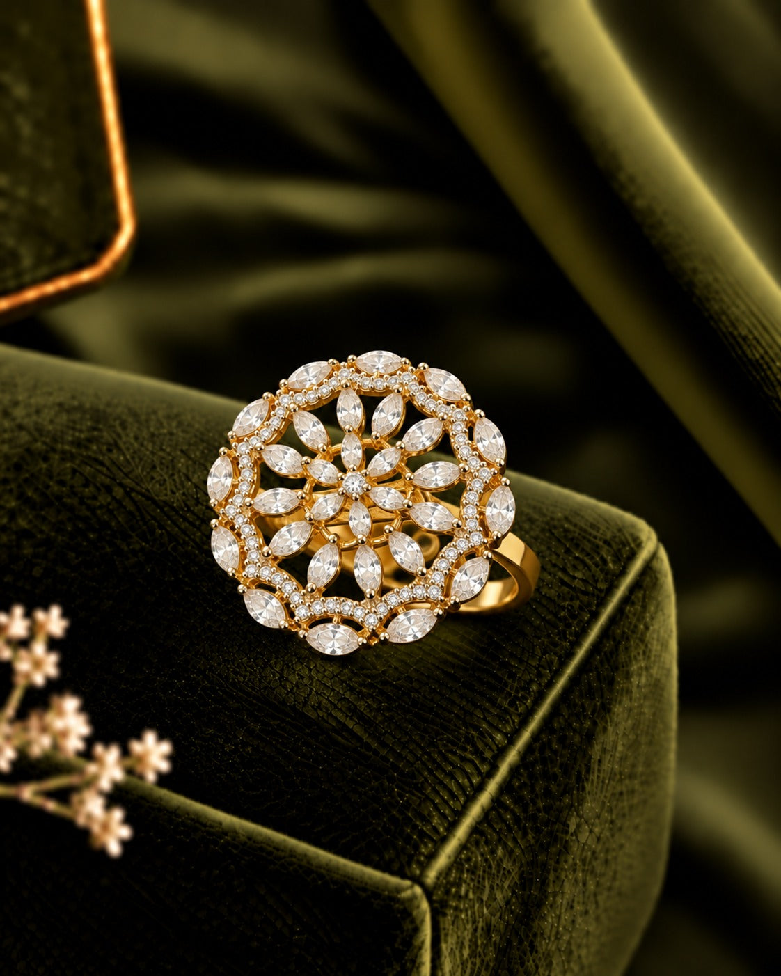 Aaradhya Floral Adjustable Diamond Ring