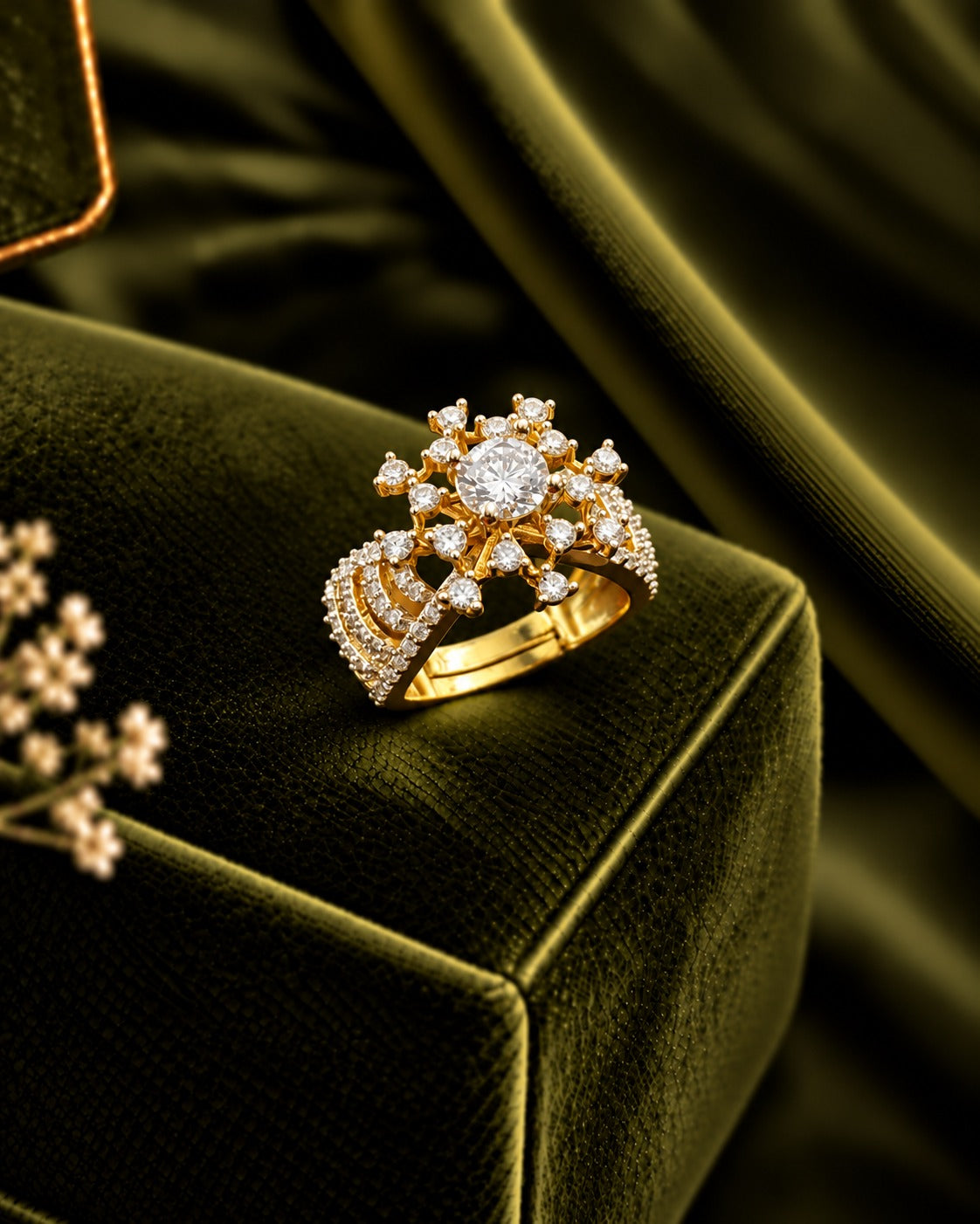 Vyanika Celeste Adjustable Floral Statement Ring