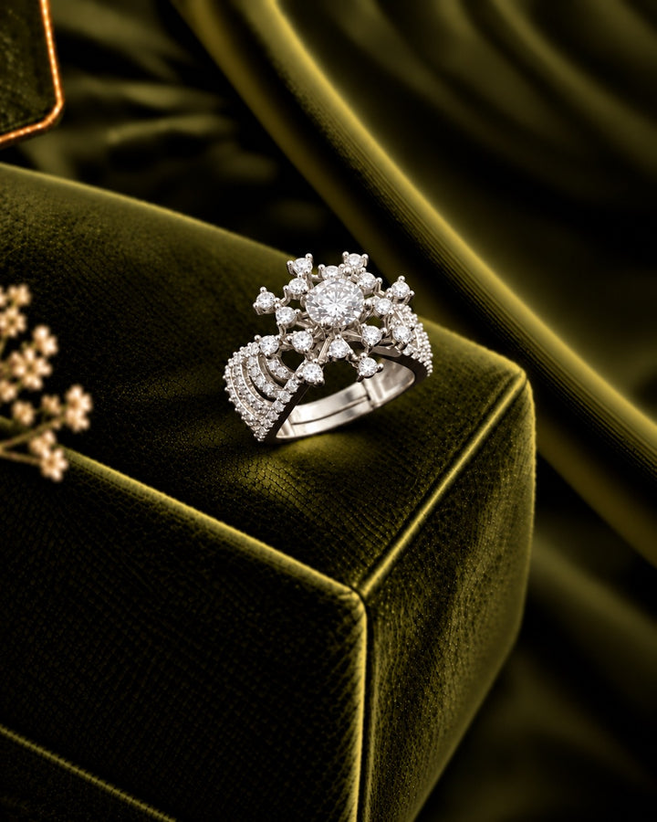 Vyanika Celeste Adjustable Floral Statement Ring